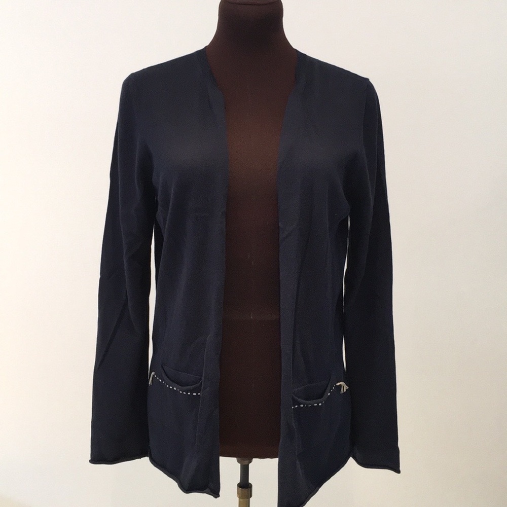 Lamberto Losani navy cardigan large luxury